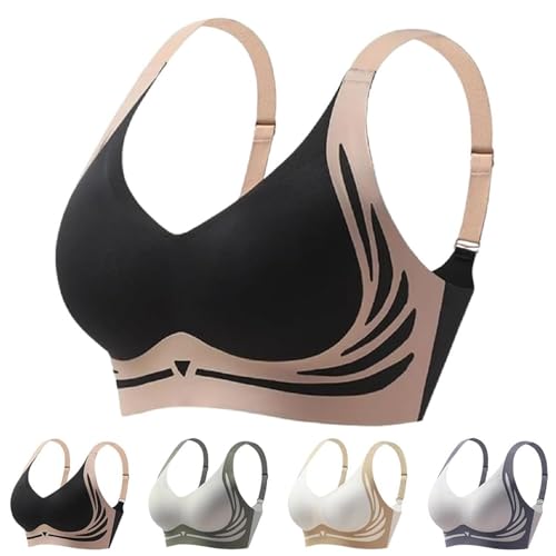 Zekear Push-Up-BH Ohne Bügel, Currentlye Brassier, Zekear-BH, Vianys-BH, Super Gather-BH, Push-Up-BH Ohne Bügel, Lifting-BH Ohne Bügel, Anti-Sagging-BH Ohne Bügel (Schwarz,3XL) von jyyyou