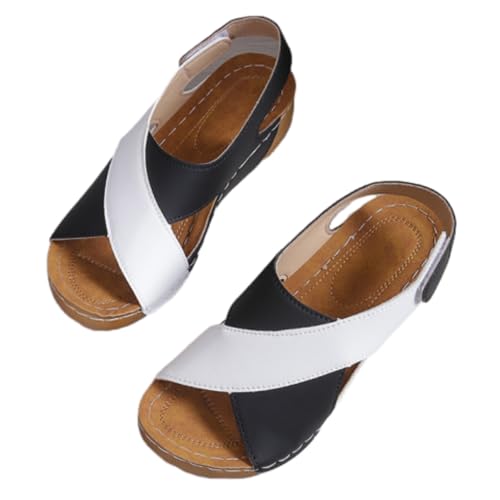 jyyyou Bequeme Orthopädische Sandalen, Orthopädische Sandalen Für Damen, Keilsandalen Mit Fußgewölbeunterstützung, Für Plantarfasziitis, Breite Sandalen Mit Fußgewölbeunterstützung (Schwarz,EU:37) von jyyyou