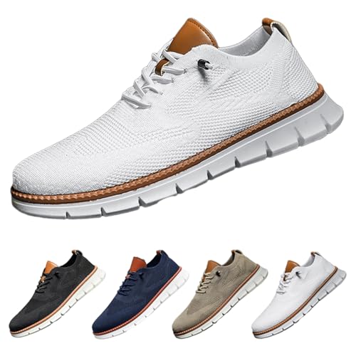 jyyyou Blake Bequemer Orthopädischer Schuh, Orthopädische Herren-Sneaker Mit Fußgewölbeunterstützung, Herren-Wanderschuhe Für Plantarfasziitis, Atmungsaktive Slip-On-Sneaker (Weiß,45) von jyyyou