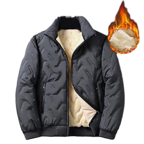 jyyyou Gesteppte Winterjacke Für Herren, Steppjacke Mit Sherpa-Futter Und Reißverschluss, Wasserabweisende, Gesteppte, Leichte Jacken Mit Reißverschluss (Grau,XL) von jyyyou