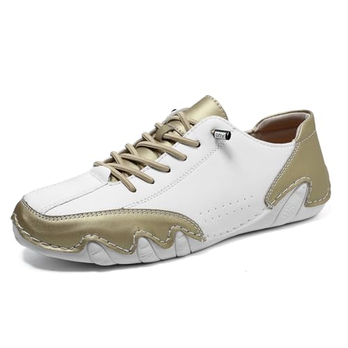 jyyyou Italienische Handgefertigte Colorblock-Sneaker Für Damen, Orthopädische Sneakers Für Damen, Orthopädische Wanderschuhe Mit Weicher Sohle Und Fußgewölbeunterstützung (Gold,38) von jyyyou