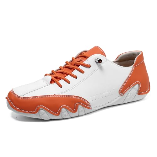 jyyyou Italienische Handgefertigte Colorblock-Sneaker Für Damen, Orthopädische Sneakers Für Damen, Orthopädische Wanderschuhe Mit Weicher Sohle Und Fußgewölbeunterstützung (Orange,37) von jyyyou