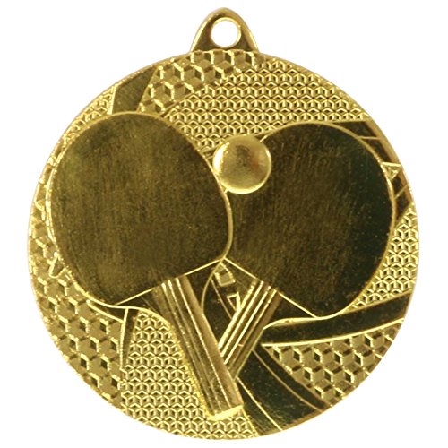 pokalspezialist 10 Stück Medaille Gold Tischtennis Tischtennis-Medaillen rund 50mm, 3mm stark, Stahl von pokalspezialist