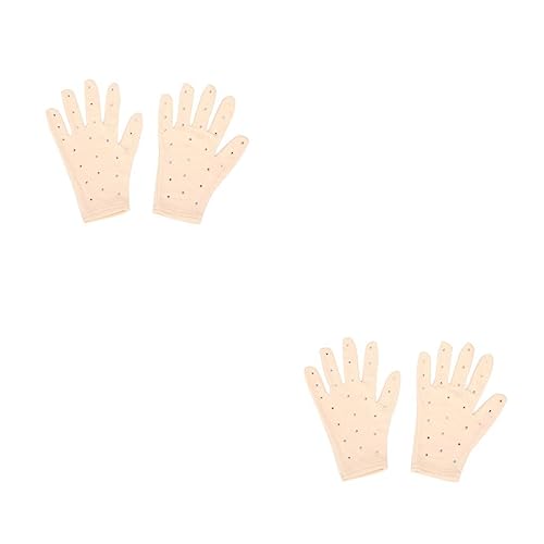 kawehiop 2 Satz von Modische Eiskunstlauf Handgelenkhandschuhe, hautfreundliche, atmungsaktive Fäustlinge mit transparenten Strasssteinen, Kristallhandschuhe, Hautfarbe S, Hautfarbe S, 2Satz von kawehiop