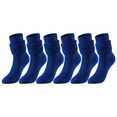 kawehiop 3a 2er Set Slouch Socken Damen Slouch Socken Weiche extra Lange Scrunch Kniehohe Stiefelsocken Vielseitige Farben Müheloser Stil, Königsblau von kawehiop