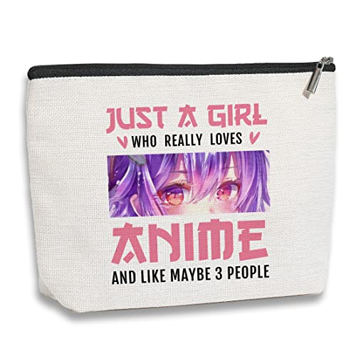 Anime-Fans, Make-up-Tasche, Anime-Liebhaber, Geschenke für Mädchen, Frauen, Freundin, Schwester, Reise, Kulturbeutel, Make-up-Organizer, das wirklich Anime liebt und vielleicht 3 Personen, Beige von kdxpbpz