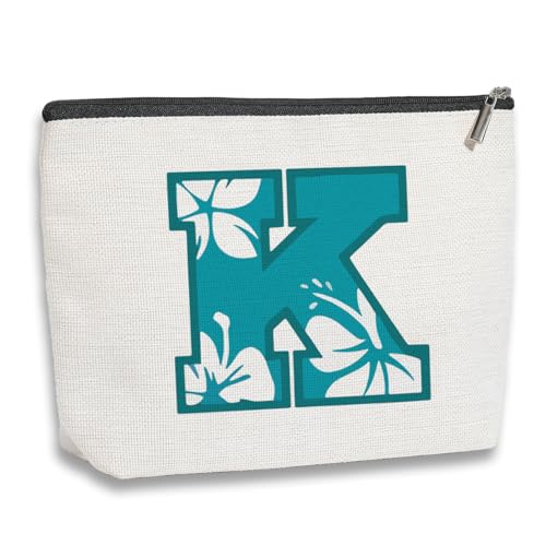 kdxpbpz Hawaii Gifts Make-up-Tasche, Monogramm-Kosmetiktasche, Hawaii-Souvenirs, hawaiianischer Hibiskus, Geschenke für Frauen, Reise-Kulturbeutel, Make-up-Organizer mit Reißverschluss, Beige, von kdxpbpz