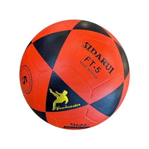 kesurpae Fußball der Größe 5 für Erwachsene mit außergewöhnlicher Luftspeicherung. PVC Standard Trainingsfußball, Schwarz Rot von kesurpae