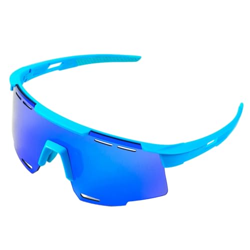 keynoyin Bunte Fahrradbrille, winddichte Sonnenbrille mit Sonnenschutz, für Bergsteigen, blauer Rahmen, schillernde Farbe, die sich in blaues Blatt verwandelt von keynoyin