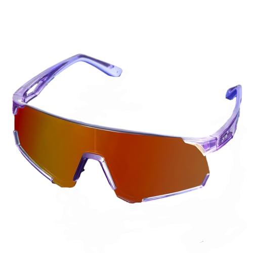 keynoyin Bunte Sportbrille mit Farbwechsel, für Outdoor-Radfahren und Laufen, Sonnenbrille für Herren und Damen, transparenter violetter Rahmen, Farbwechsel, schillerndes Rot von keynoyin