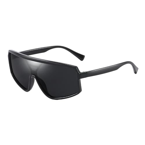 keynoyin Einteilige Fahrrad-Sonnenbrille für Herren und Damen, ultraleichter Rahmen, Outdoor-Schutzbrille, schwarzer Rahmen, schwarz-graues Blatt von keynoyin