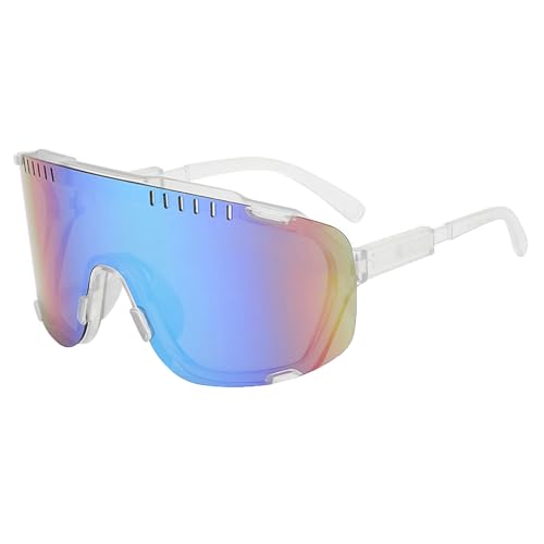 keynoyin Europäische und amerikanische Fahrradbrille mit großem Rahmen, modische Outdoor-Sport-Sonnenbrille, transparenter Rahmen, grüne Folie von keynoyin