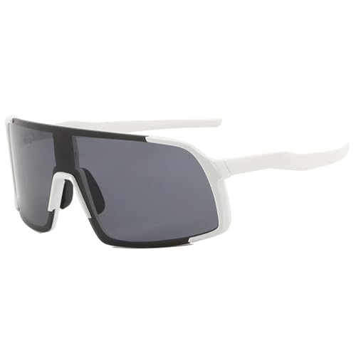 keynoyin Europäische und amerikanische Sport-Sonnenbrille für Herren und Damen, bunt, modisch, Outdoor-Fahrrad-Sonnenbrille, weißer Rahmen, graues Blatt von keynoyin