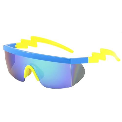 keynoyin Europäische und amerikanische einteilige Sonnenbrille für Outdoor-Sportarten und Radfahren, blauer Rahmen, gelbe Füße, grüne Folie von keynoyin