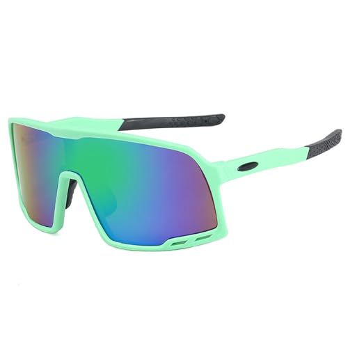 keynoyin Fahrrad-Sonnenbrille für Herren, Sport, Outdoor, winddicht, grüner Rahmen, grüne Folie von keynoyin