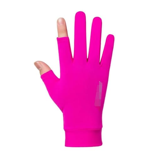 keynoyin Frühlings- und Sommersport, Radfahren im Freien, Angeln, Sonnenschutz, halbfreiliegende Finger, atmungsaktive Eisseide-Handschuhe, 2 Finger, Rosa von keynoyin