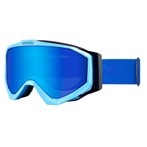 keynoyin Galvanisierte zylindrische Skibrille für Herren und Damen, doppellagig, Anti-Beschlag-Skibrille, hellblauer Rahmen, True Blue Sheet von keynoyin