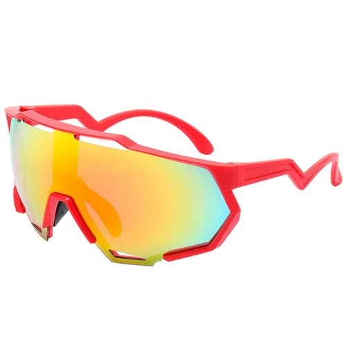 keynoyin Outdoor-Radsport-Sonnenbrille für Damen und Herren, Farbwechsel, großer Rahmen, polarisierte Sport-Sonnenbrille, roter Rahmen und roter Film von keynoyin