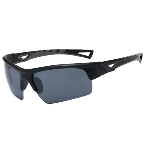 keynoyin Outdoor-Sonnenbrille für Herren, Radsport-Sonnenbrille, schwarzer Rahmen, graues Blatt von keynoyin