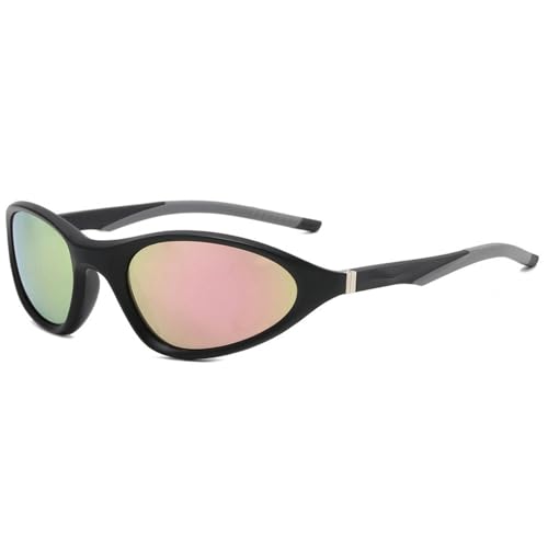 keynoyin Ovale Outdoor-Sportbrille, europäische und amerikanische Mode-Sonnenbrille, Fahrrad-Sonnenbrille, 3012, schwarzer Rahmen, Puderfolie von keynoyin