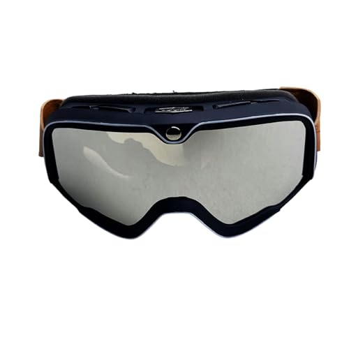 keynoyin Retro Offroad Motorradbrille, Mountainbike, winddichter Helm, Reiten Skibrille, Retro schwarz gerahmt, weiße Linie, transparentes Quecksilber von keynoyin