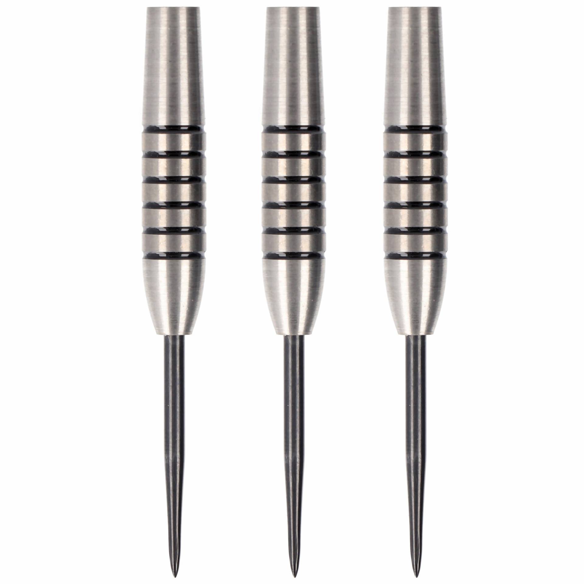 Steeldart Barrel Set 80% Tungsten, silber mit schwarzen Ringen, 36 mm, 19 Gramm Steeldart Barrel Set 80% Tungsten, silber mit schwarzen Ringen, 36 mm, 19 Gramm von kilo80