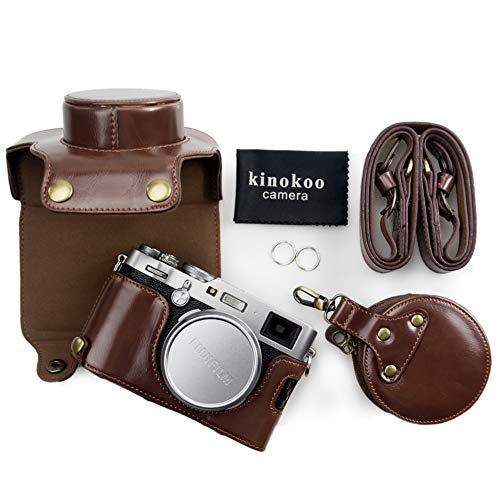 kinokoo Pu Leder kameratasche für Fuji x100f und 23mm objektiv, schützende kameratasche (Kaffee) von kinokoo