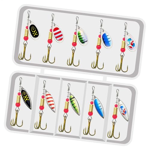 komsoup Barsch-Angelköder, Köder, Angelköder, 11 Stück Löffelförmige Spinnerköder Angelköder Köder Bass Fishing Kit, Metallharte Angelköder Spinnerbait Jig Spinner Baits Kits für Süßwasser Salzwasser von komsoup