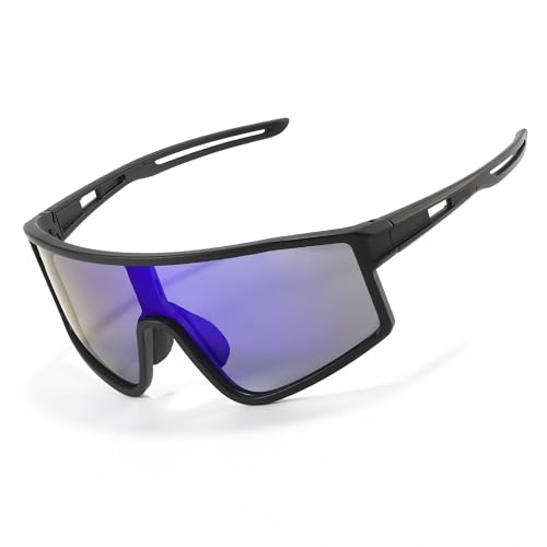 konqkin Sportbrille-Herren-Damen-Fahrradbrille-Schnelle Brille-Polarisierte-Sonnenbrille-Rennrad Brille-Sunglasses-Men-Women-UV400 Schutz-Ski Brille-Mtb Brille-für Radfahren Skifahren Fahrrad V2 von konqkin