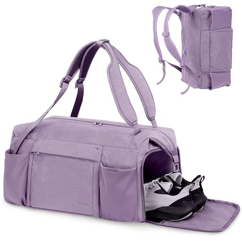 kookoomia Sporttasche 45L Reisetasche Herren Damen mit Schuhfach und Nassfach Schwimmtasche Duffle Bag für Reisen Sport Weekender Gym Fitness Lila von kookoomia