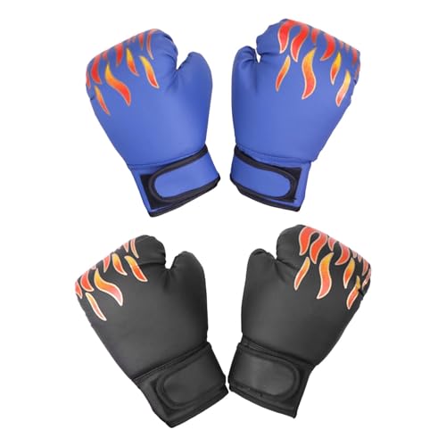 kowaku 2 Paar Boxhandschuhe für Kinder, Boxhandschuhe, Trainingsboxhandschuhe für das Fitnessstudio zu Hause, Schwarz und blau von kowaku