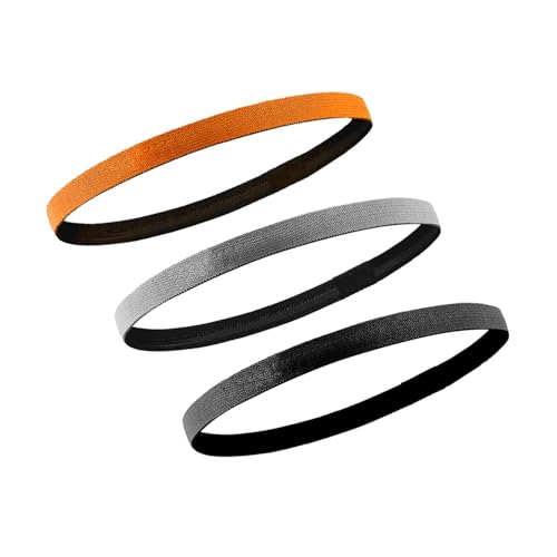 kowaku 3X Elastische Sport-Stirnbänder Schweißbänder Geschenk Leichte Atmungsaktive Haar-Stirnbänder für Erwachsene Sportliche Haarbänder für Das Laufen Im, Schwarz Orange Grau von kowaku