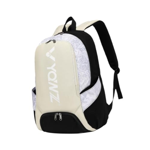 kowaku Badminton-Rucksack, Tennistasche mit Schuhfach, Sportrucksack mit großer Kapazität, Tennisrucksack für Squash, Racquetball, Beige von kowaku