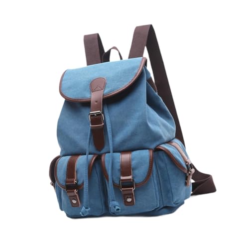 kowaku Canvas-Rucksack mit Kordelzug, Tragetasche, Rucksack, Schultasche, Aufbewahrungstasche, lässiger Tagesrucksack, BLAU von kowaku