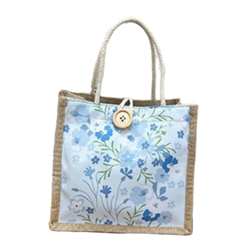 kowaku Damen-Tragetasche, Umhängetasche, Schulranzen, leichte, lässige Handtasche, Unterarmtasche für Frühling, Sommer, Arbeiten, Pendeln, Urlaub, Blau mit Knopf von kowaku