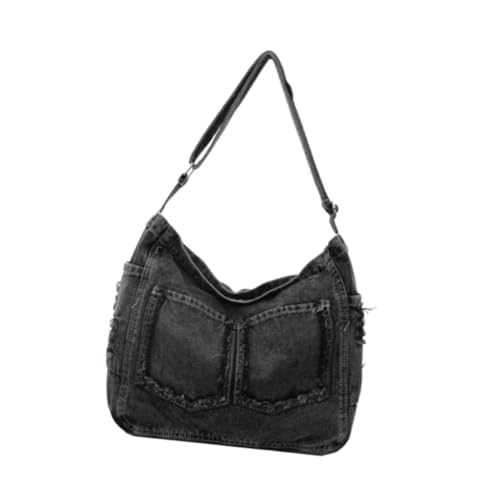 kowaku Denim-Umhängetasche für Damen, Tasche, Crossbody-Tasche, Verstellbarer Schultergurt, Tragetasche, Grauschwarz von kowaku