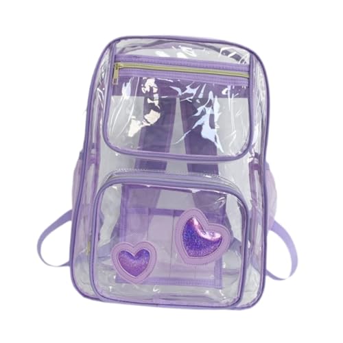 kowaku Durchsichtiger Rucksack, transparenter PVC-Rucksack, große Kapazität, Kinderschultasche, leichte Büchertasche für die Arbeit, Teenager, Erwachsene, LILA von kowaku