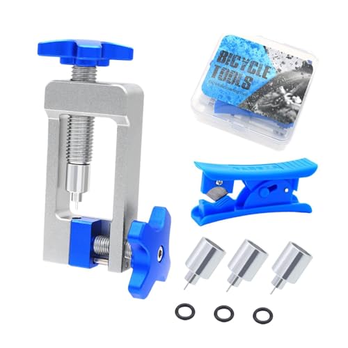 kowaku Einsteckwerkzeug für hydraulische Fahrradschläuche, Ölstift-Schraubendreher für Fahrräder, 2-in-1, einfach zu bedienen, Schlauchschneider-Anschluss, Blau und Silber von kowaku
