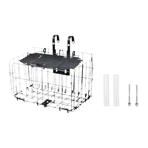 kowaku Fahrradkorb mit Haken, praktischer Abnehmbarer einfacher Fahrradlenkerkorb für Rennräder, Erwachsenenfahrräder, Kinderfahrräder, Schwarz mit Deckel von kowaku