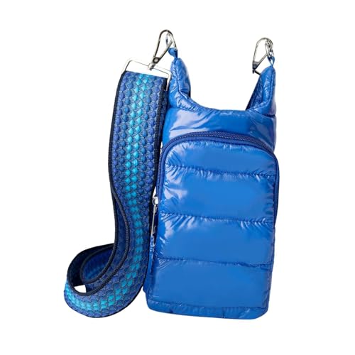 kowaku Gesteppte Umhängetasche mit Wasserflaschenhalter für Reisen, Geburtstage, Outdoor-Aktivitäten, Blau von kowaku