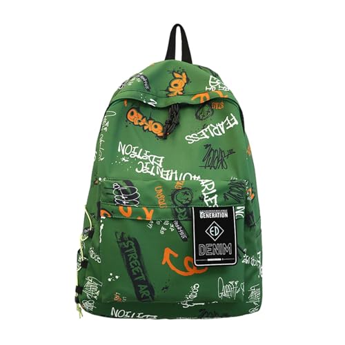 kowaku Graffiti-Rucksack mit Mehreren Taschen, Reiserucksack für Frauen, Männer, Mädchen, Schule, GrÜn von kowaku