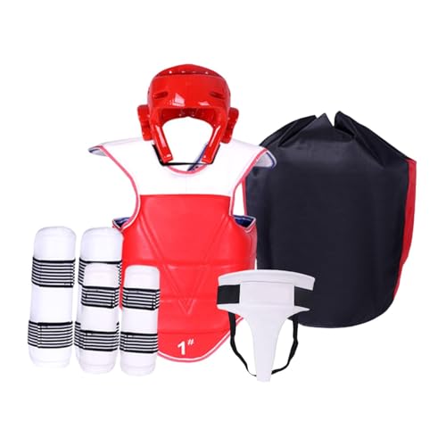 kowaku Karate Sparring Gear Set Boxausrüstung Taekwondo Schutzausrüstung Boxkopfbedeckung für Sanda, ROT, S von kowaku