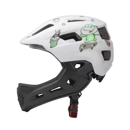 kowaku Kinder Fahrradhelm Zubehör Tragbare Ausrüstung Fahrradhelm Integralhelm für Skateboarding Kinder Radfahren Rennrad, Frosch Und Weiß von kowaku