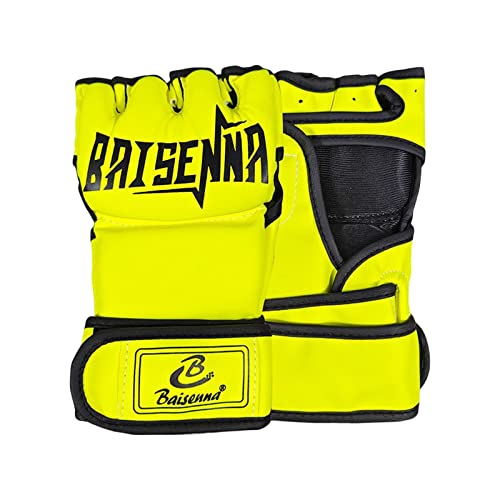 kowaku MMA Handschuhe, Halbfinger Männer Frauen Training Boxhandschuhe Kampfhandschuhe Halbhandschuhe Atmungsaktive Offene Handfläche PU-, GELB kowaku MMA Handschuhe, Halbfinger Männer Frauen Training Boxhandschuhe Kampfhandschuhe Halbhandschuhe Atmungsaktive Offene Handfläche PU-, GELB von kowaku