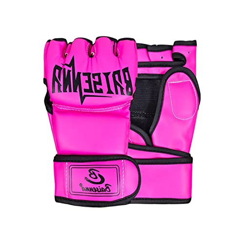 kowaku MMA Handschuhe, Halbfinger Männer Frauen Training Boxhandschuhe Kampfhandschuhe Halbhandschuhe Atmungsaktive Offene Handfläche PU-, ROSA von kowaku