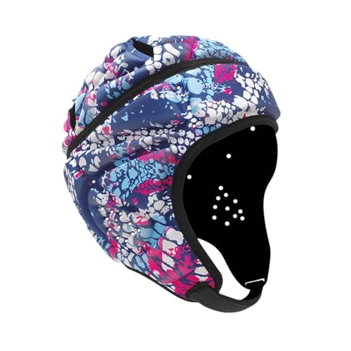 kowaku Rugby-Helm, Schutzkappe, atmungsaktiv, verstellbar, stoßfest, Football-Helm, Kopfbedeckung für Baseball, Fußball, Pitcher, Blau Rot von kowaku