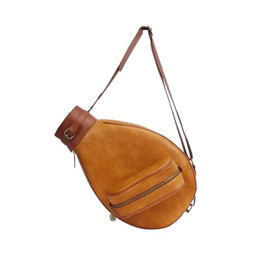 kowaku Tennis-Umhängetasche, Tennisschläger-Gurttasche, tragbare Schläger-Tragetasche, PU-, Schläger-Sporttasche, Tennisschläger-Rucksack, Braun von kowaku