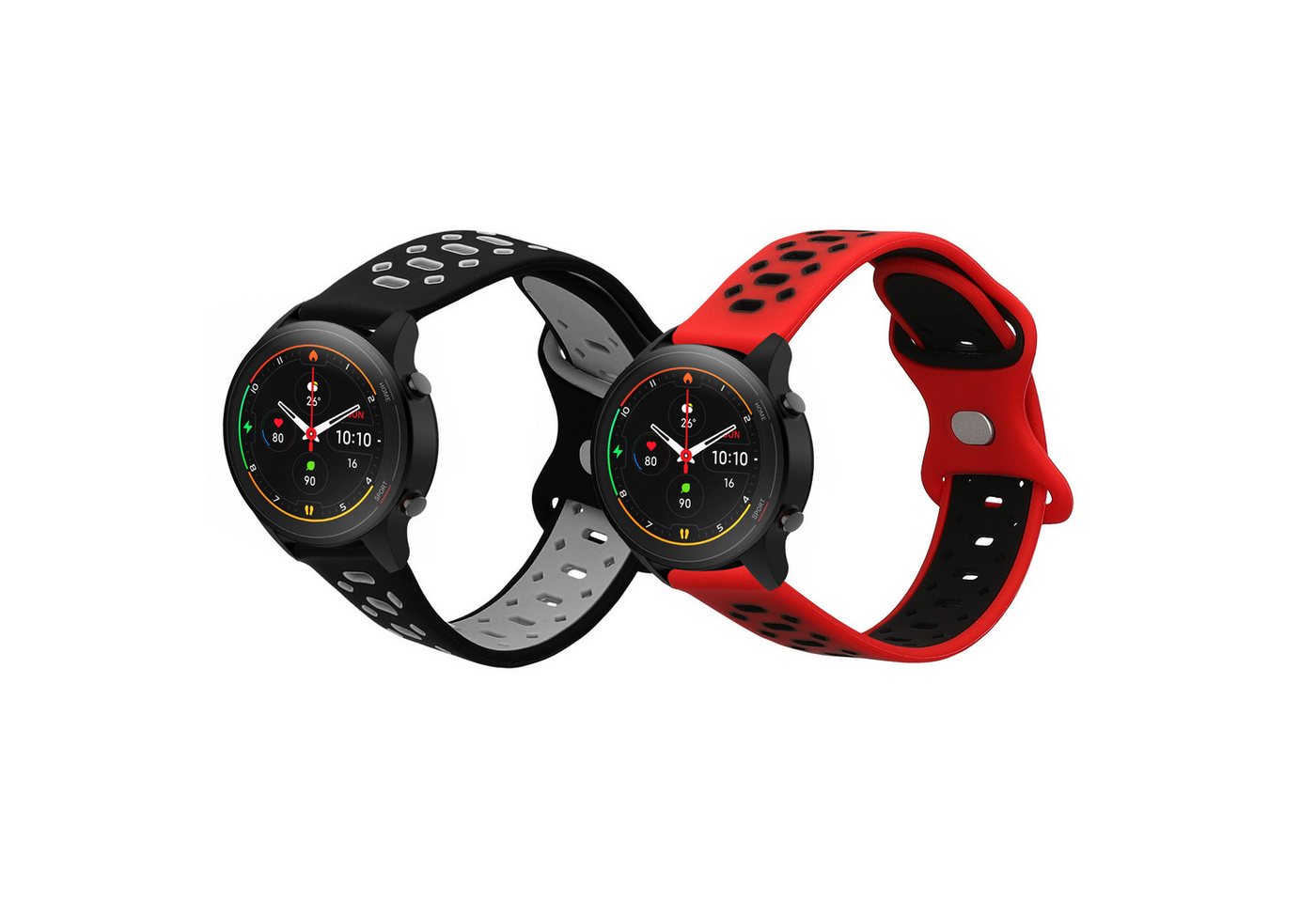 kwmobile 2x Sportarmband für Xiaomi Mi Watch / Mi Watch Color Sport Smartwatch, Armband TPU Silikon Set Fitnesstracker von kwmobile