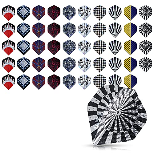 kwmobile 50x Ersatz Dart Flights - Standardform - 5 Stück pro Farbe und Design - Universal Dart Flight Dartfly Set in Mehrfarbig kwmobile 50x Ersatz Dart Flights - Standardform - 5 Stück pro Farbe und Design - Universal Dart Flight Dartfly Set in Mehrfarbig von kwmobile