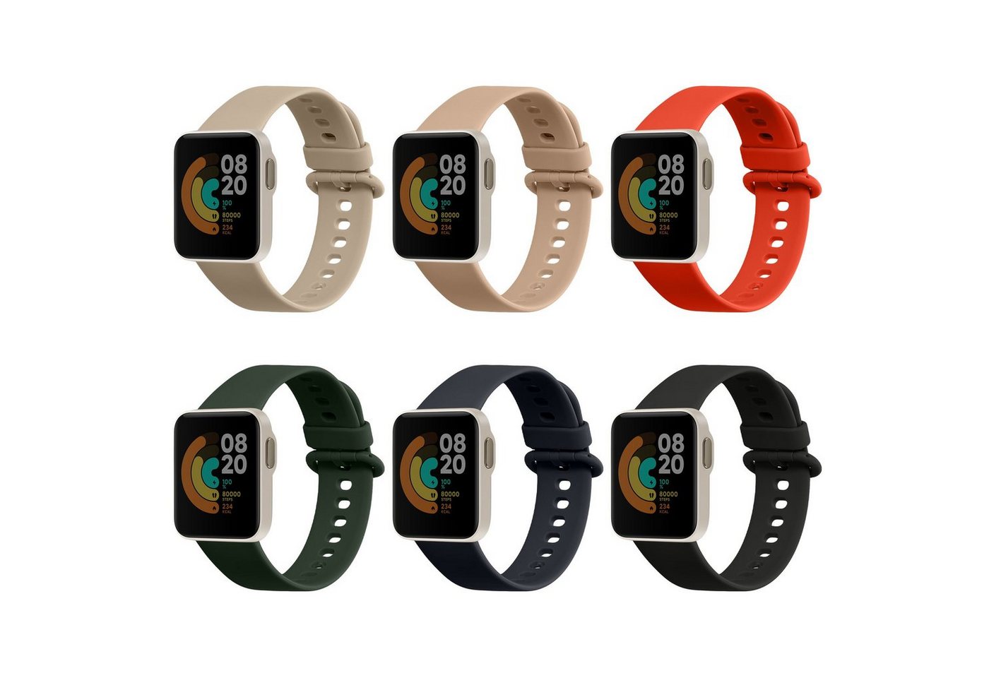 kwmobile 6x Sportarmband für Xiaomi Redmi Watch 2 Lite Armband Smartwatch, 6-tlg., Armband TPU Silikon Großes Set Fitnesstracker - verschiedene Farben von kwmobile